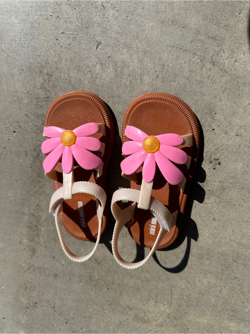 Mini Melissa Pink Daisy Strap Jelly Sandals Toddler Girls Size 10.5